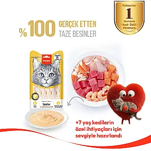 Wanpy Tavuklu ve Ciğerli 7+ Yaş Kedi Krema Ödülü 5x14 g - 2