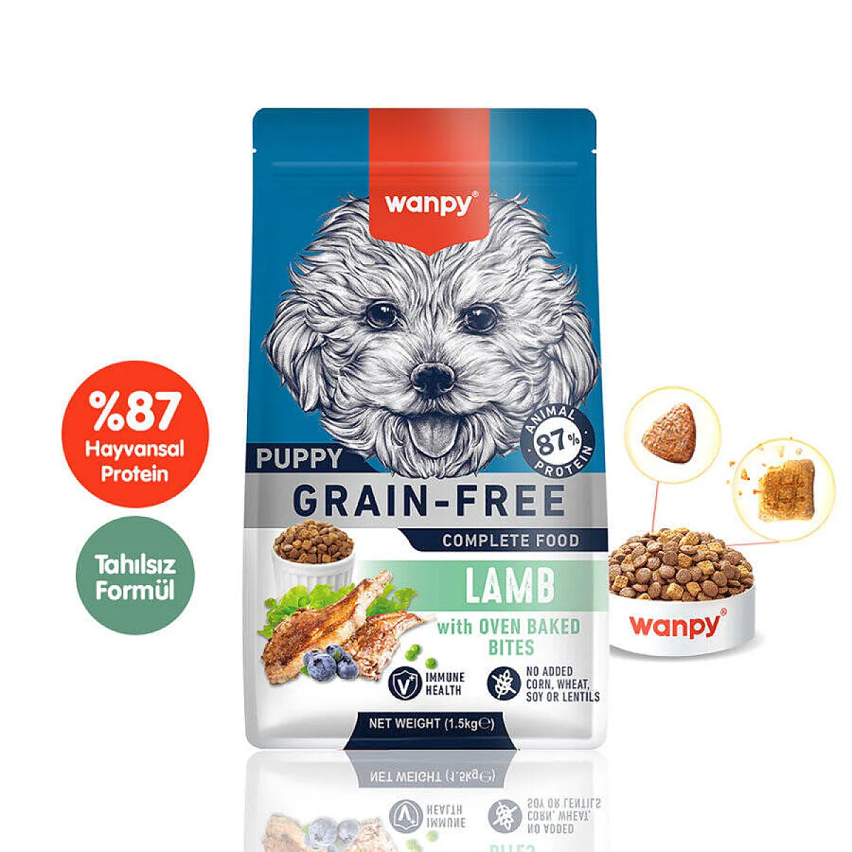 Wanpy Tahılsız Kuzulu Yavru Köpek Maması 1,5 kg