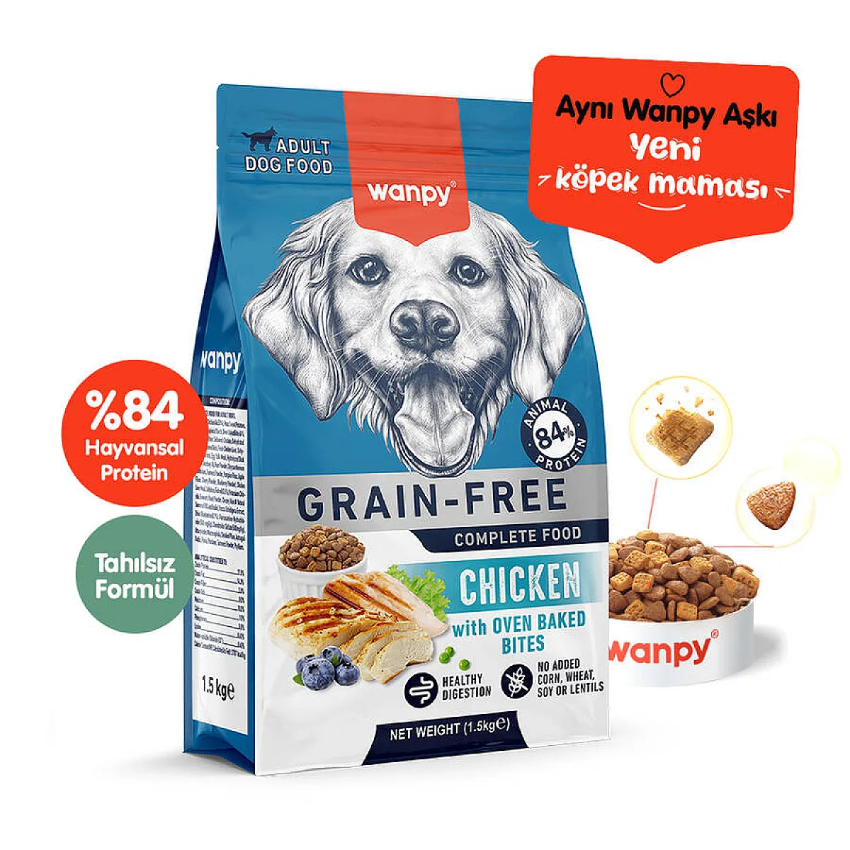 Wanpy Tahılsız Tavuklu Yetişkin Köpek Maması 1,5 kg