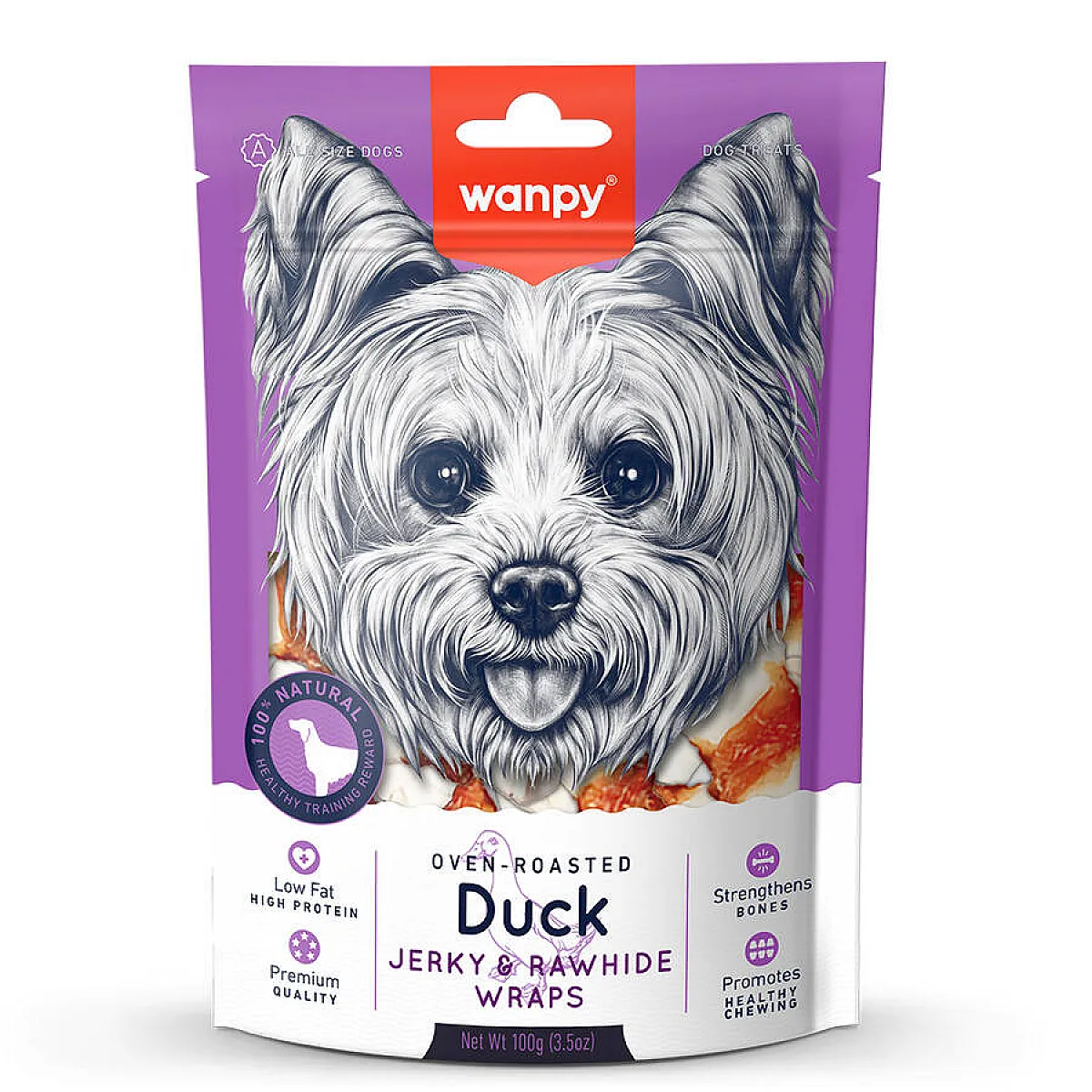 Wanpy Deri Üzerine Ördek Sarılı Köpek Ödülü 100 g