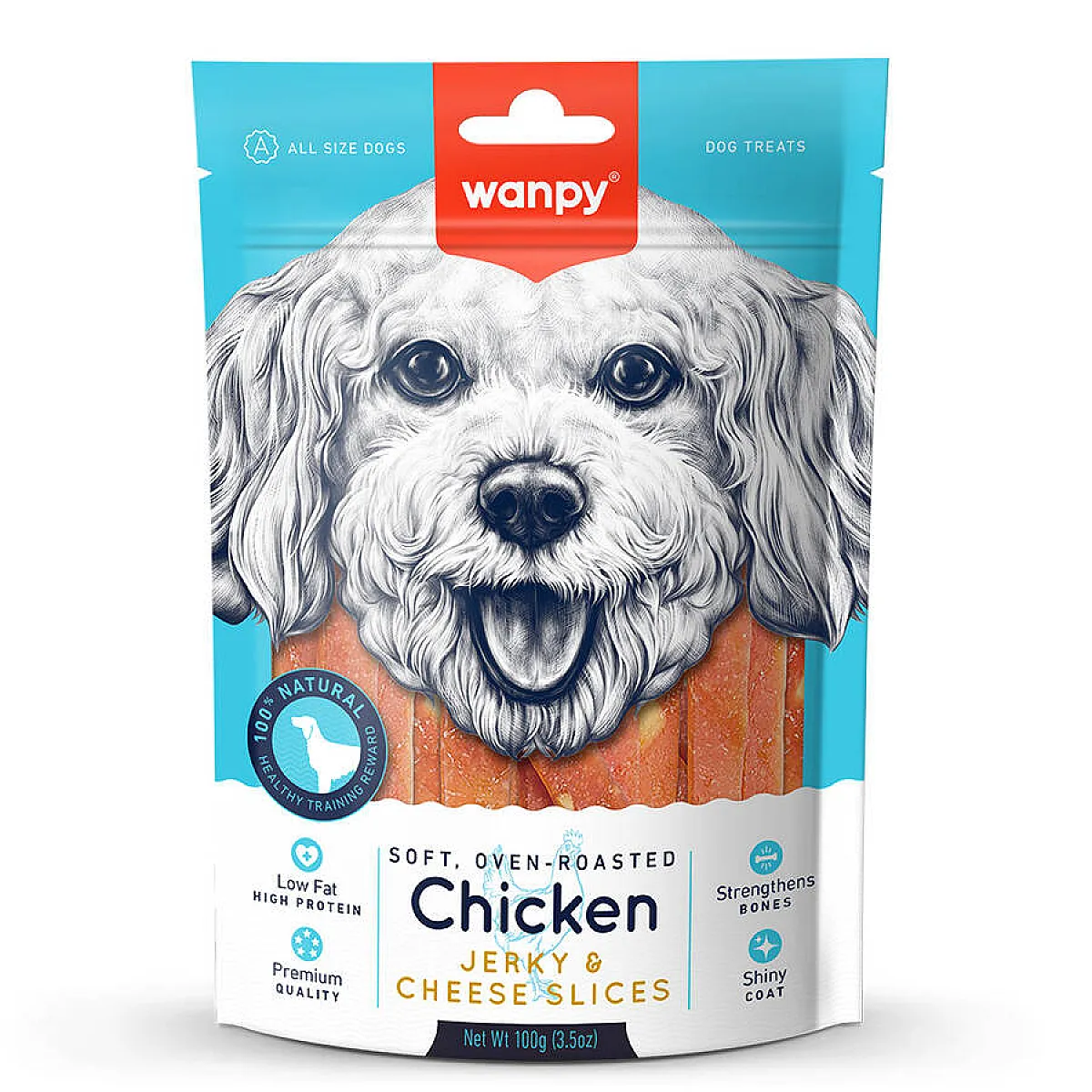 Wanpy Yumuşak Tavuk ve Peynir Dilimleri Köpek Ödülü 100 g