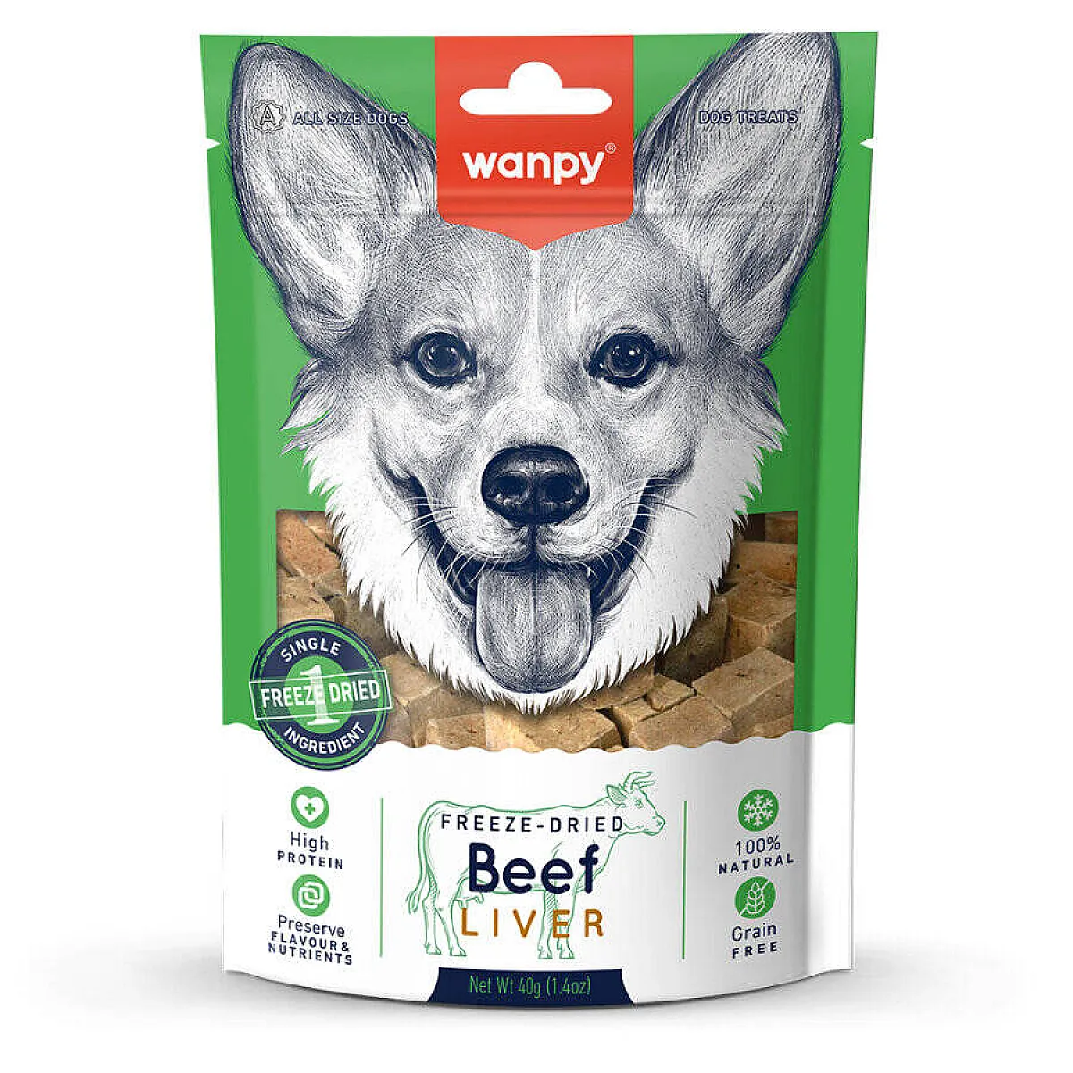 Wanpy %100 Kurutulmuş Dana Ciğeri Köpek Ödülü 40 g