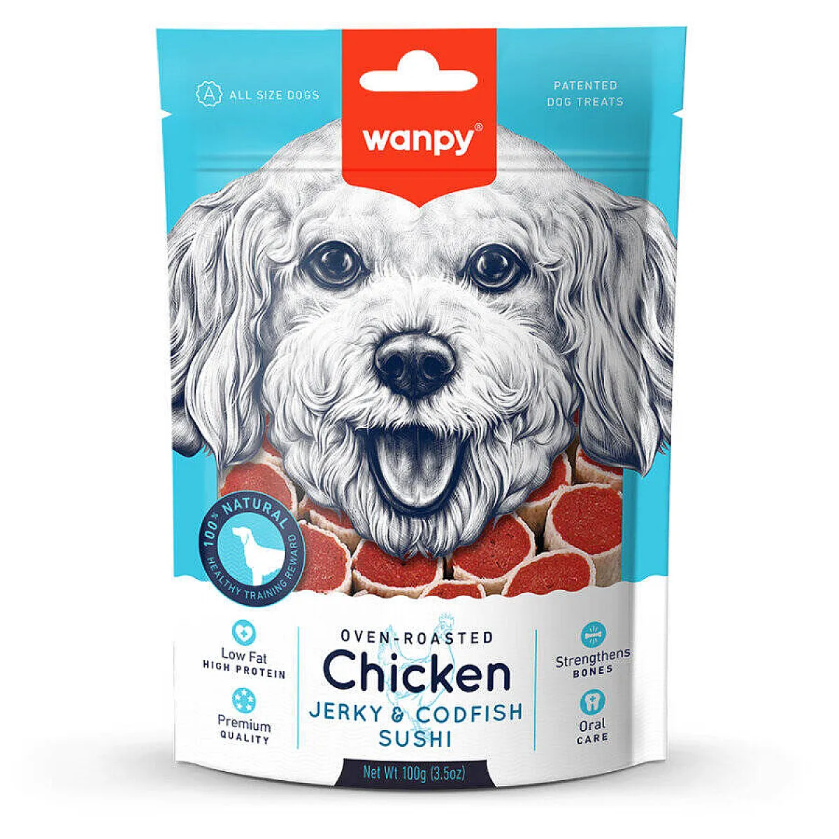 Wanpy Tavuk ve Morina Balıklı Köpek Ödülü 100 g (CC-02)