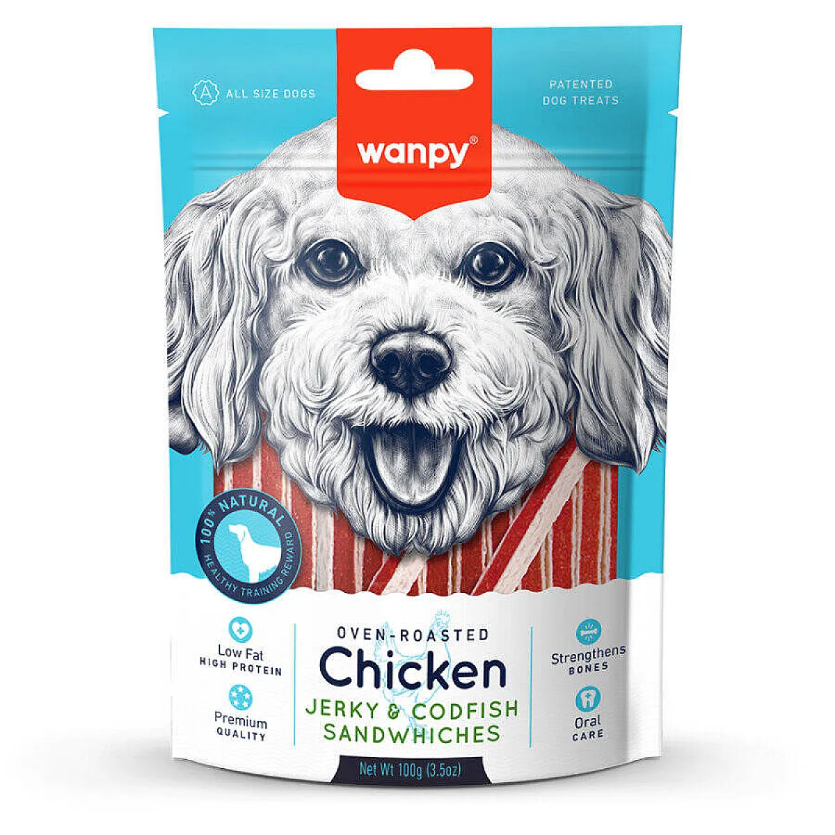 Wanpy Tavuk ve Morina Balıklı Köpek Ödülü 100 g (CC-01S)