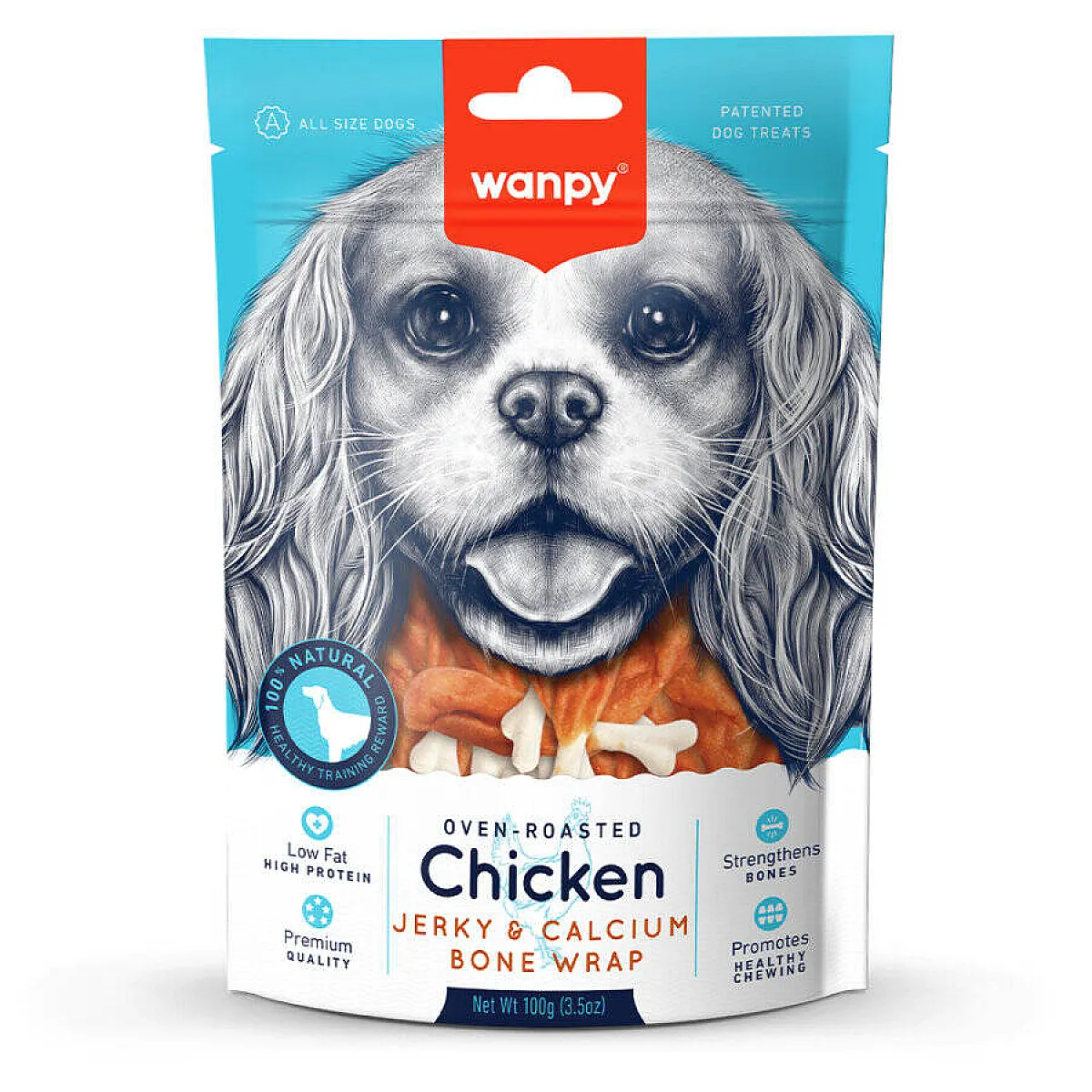 Wanpy Kalsiyumlu Gerçek Tavuk Köpek Ödülü 100 g