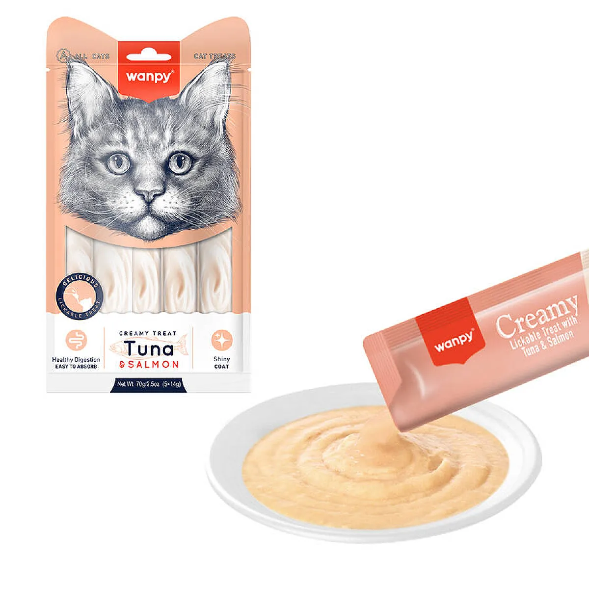 Wanpy Ton Balıklı ve Somonlu Krema Kedi Ödülü 5x14 g