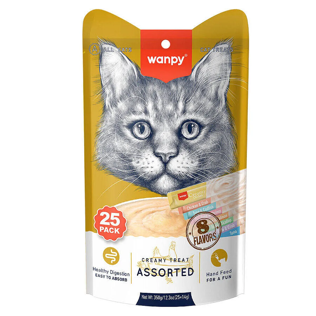 Wanpy Karışık 8 Lezzet Krema Kedi Ödülü 25x14 g
