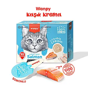 Wanpy Somonlu Kaşıklı Krema Kedi Ödülü 10x16 g - 1