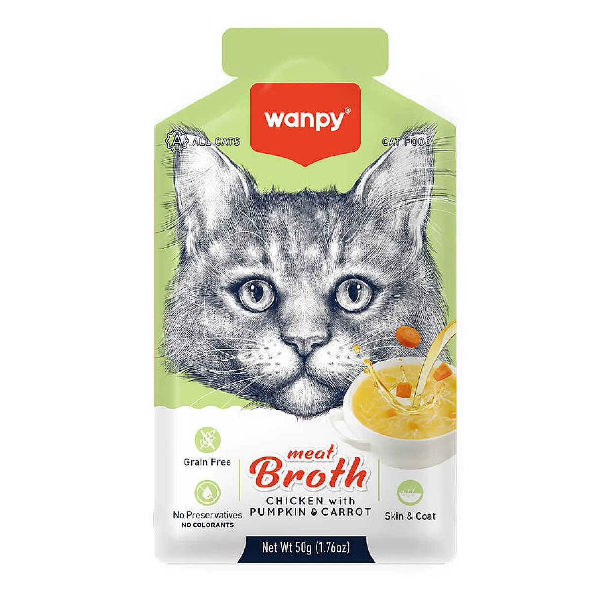 Wanpy Balkabağı ve Havuçlu Tavuk Eti Çorbası Kedi Ödülü 50 g