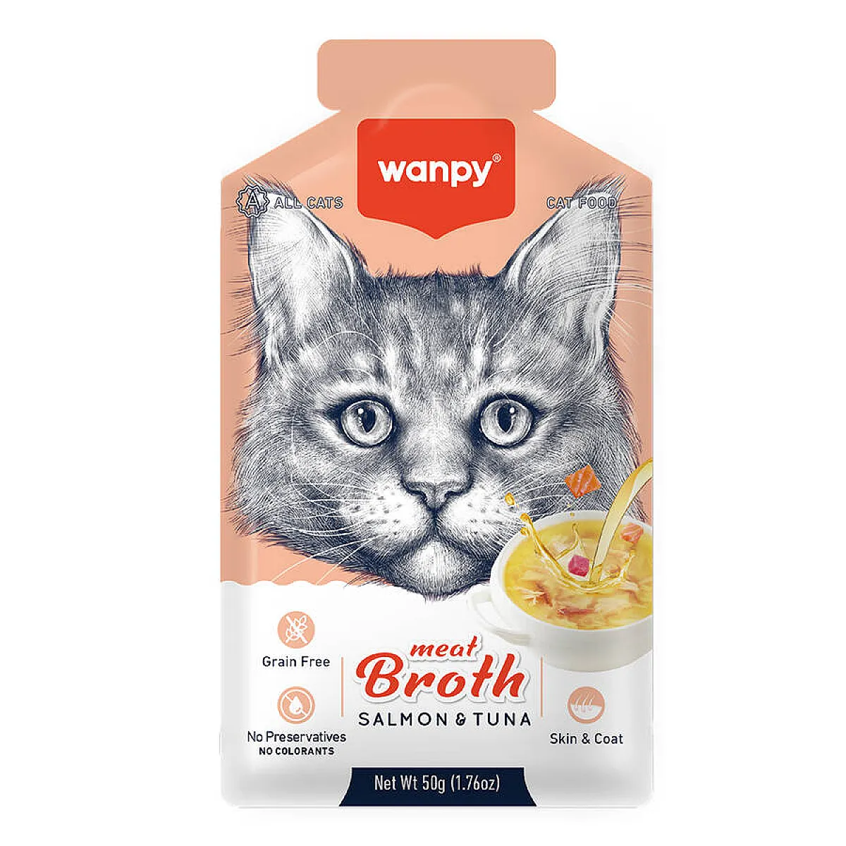 Wanpy Somon ve Ton Balığı Eti Çorbası Kedi Ödülü 50 g
