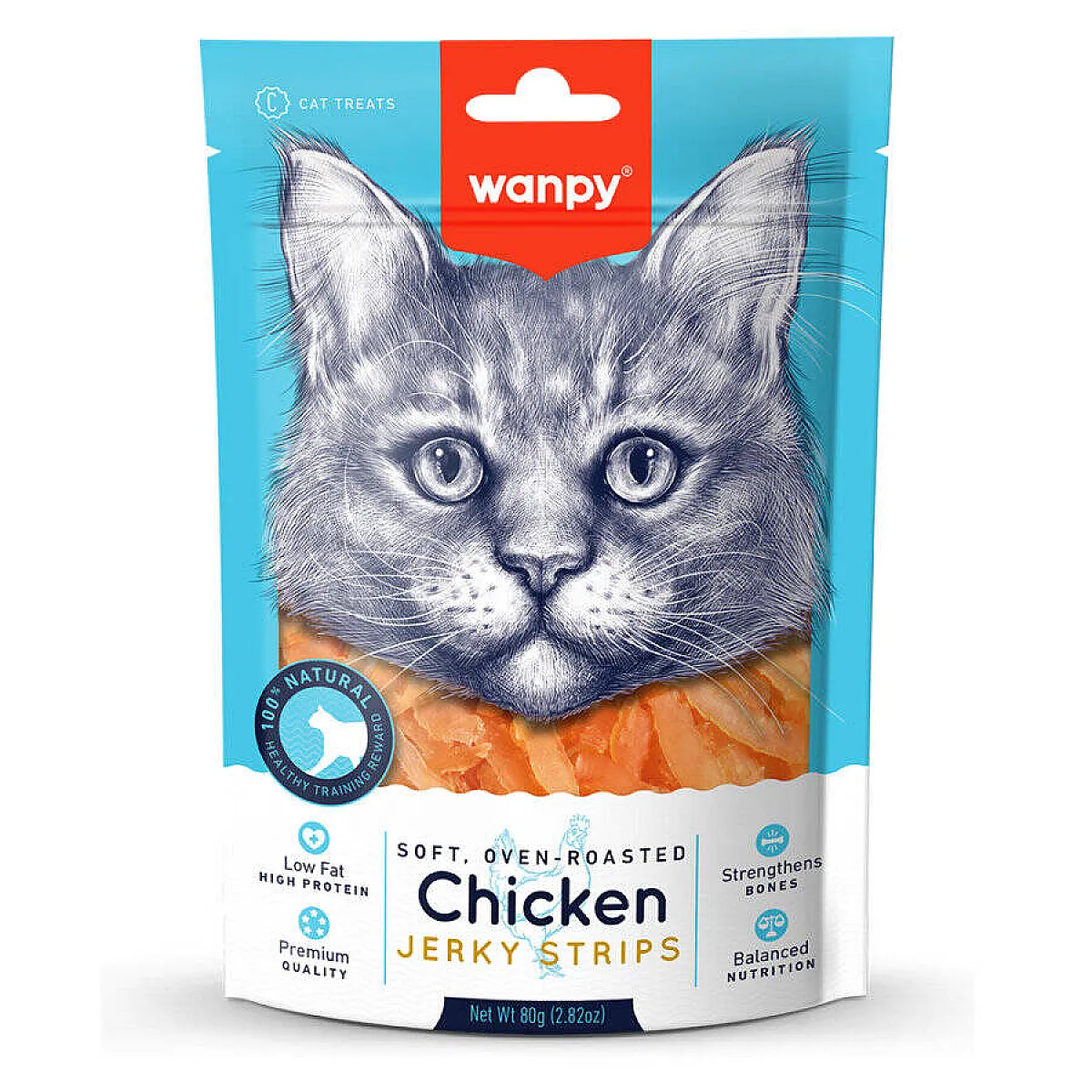 Wanpy Gerçek Tavuk Fileto Yumuşak Kedi Ödülü 80 g