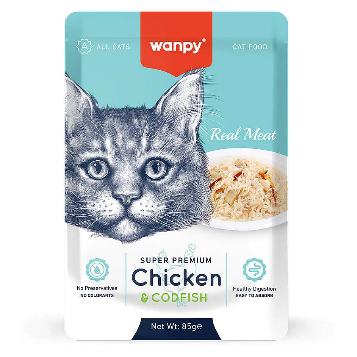 Wanpy Tavuk ve Morina Balıklı Pouch Yaş Kedi Maması 85 g