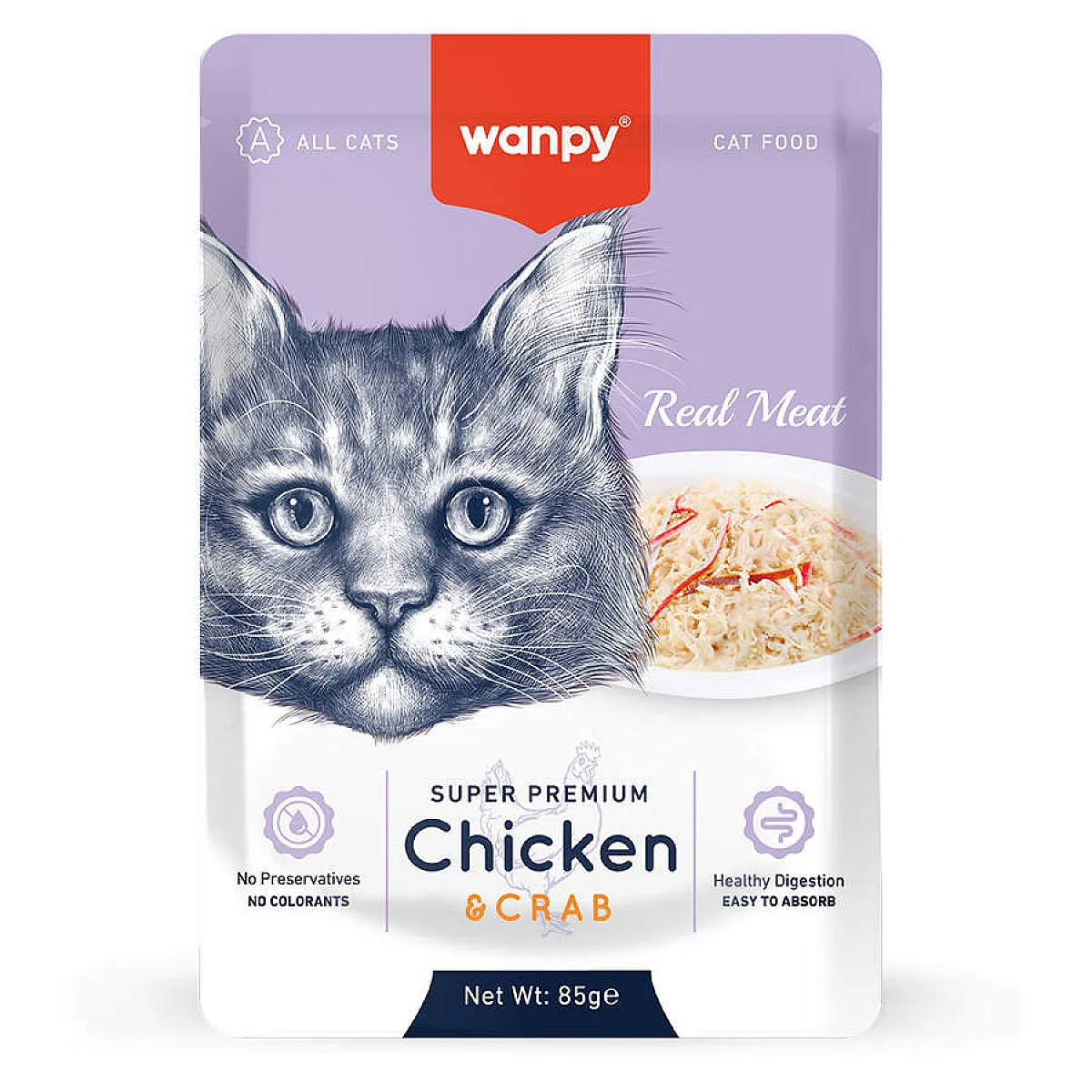 Wanpy Tavuk ve Yengeçli Pouch Yaş Kedi Maması 85 g
