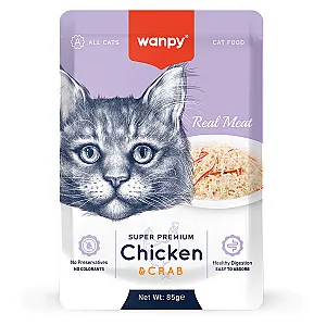 Wanpy Tavuk ve Yengeçli Pouch Yaş Kedi Maması 85 g - 1