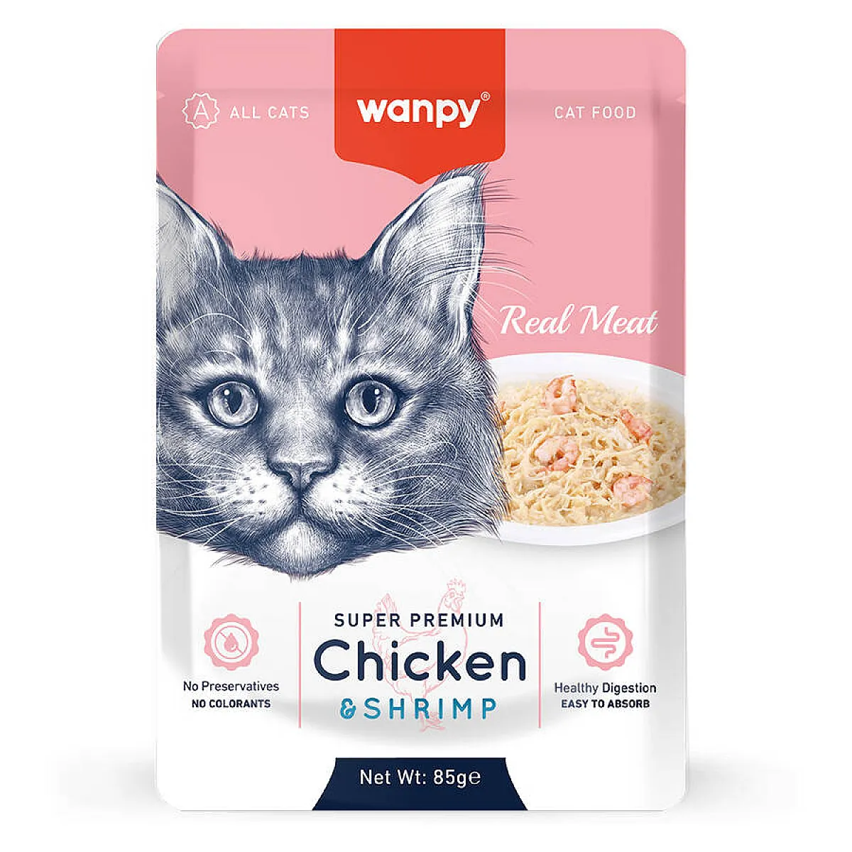 Wanpy Tavuk ve Karidesli Pouch Yaş Kedi Maması 85 g