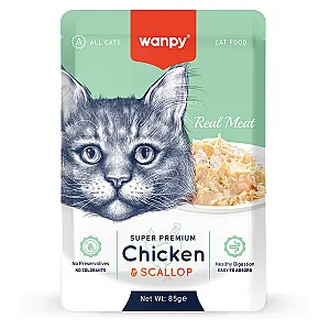 Wanpy Tavuk ve Deniz Taraklı Pouch Yaş Kedi Maması 85 g - 1