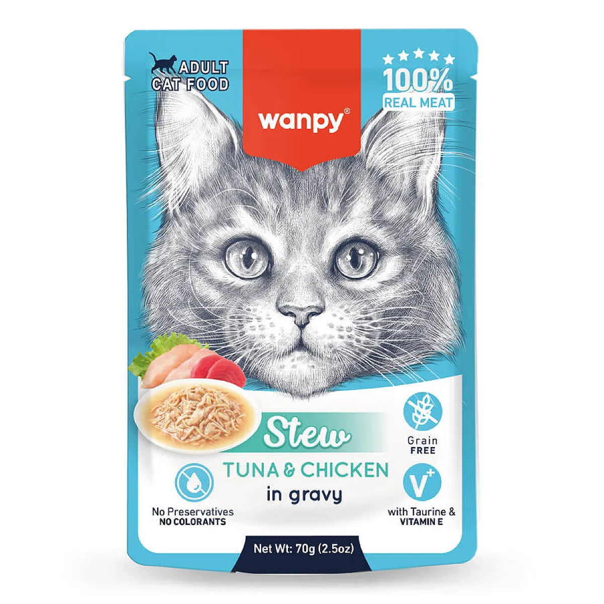 Wanpy Stew Ton Balıklı ve Tavuklu Pouch Yaş Kedi Maması 70 g