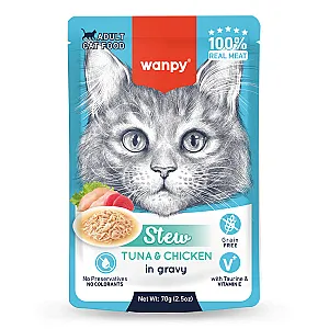 Wanpy Stew Ton Balıklı ve Tavuklu Pouch Yaş Kedi Maması 70 g - 1