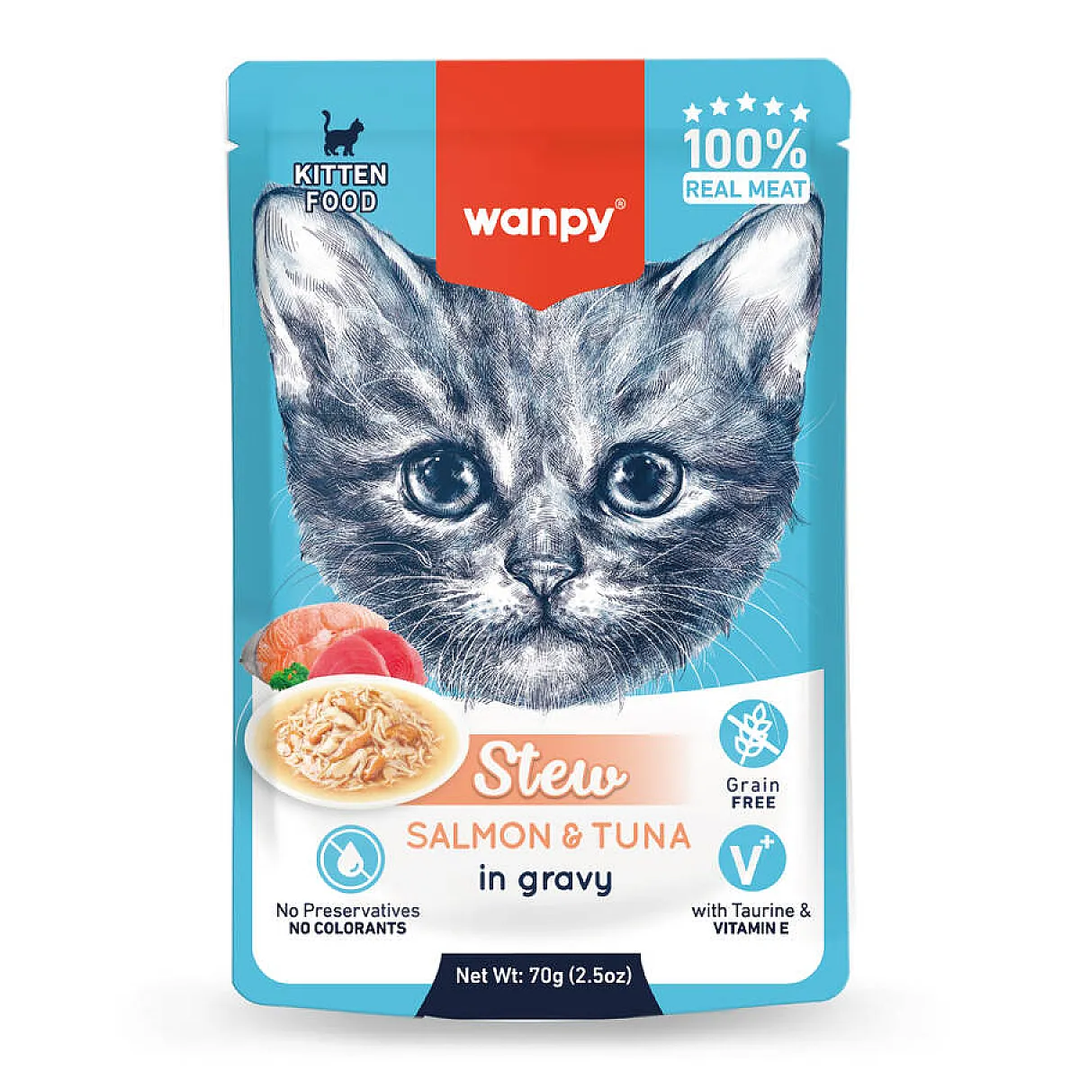 Wanpy Stew Somonlu ve Ton Balıklı Pouch Yaş Kedi Maması 70 g