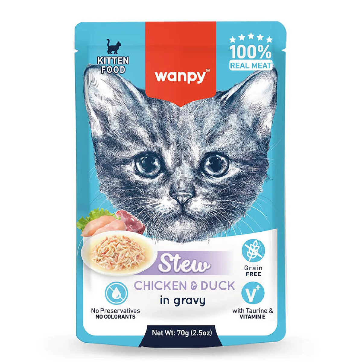 Wanpy Stew Tavuk ve Ördekli Pouch Yavru Kedi Maması 70 g