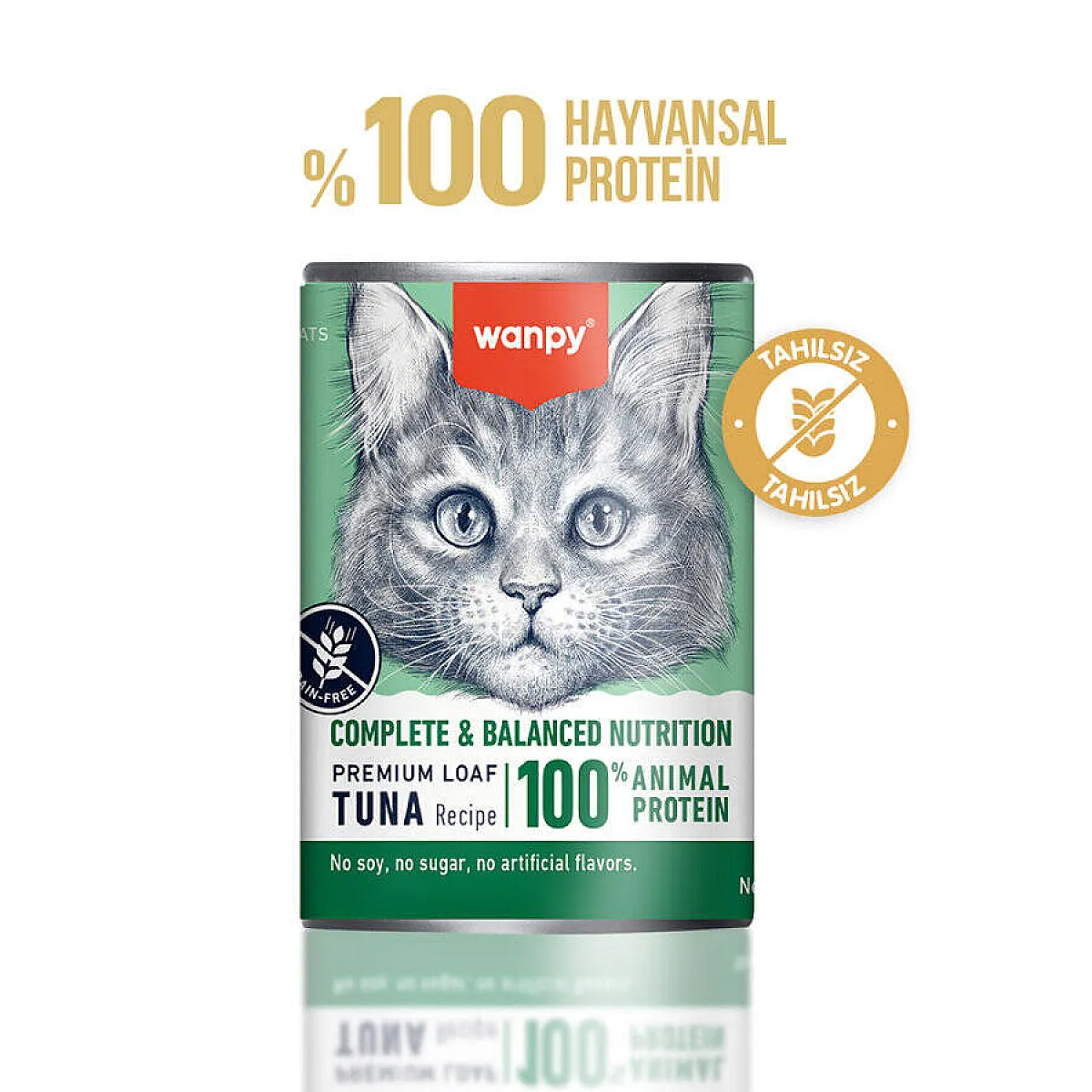 Wanpy Tahılsız %100 Gerçek Et Ton Balıklı Kedi Konservesi 375 g