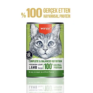 Wanpy Tahılsız %100 Gerçek Et Kuzulu Kedi Konservesi 375 g - 1