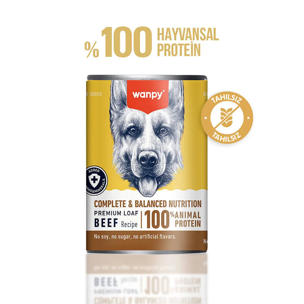 Wanpy Tahılsız %100 Gerçek Et Biftekli Köpek Konservesi 375 g