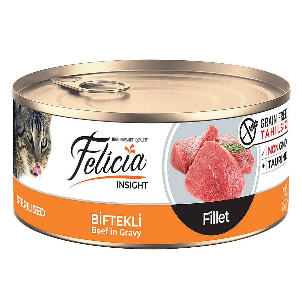 Felicia Tahılsız Biftekli Fileto Kısırlaştırılmış Kedi Konservesi 85 g