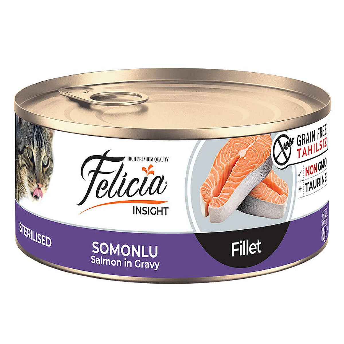 Felicia Tahılsız Somonlu Fileto Kısırlaştırılmış Kedi Konservesi 85 g