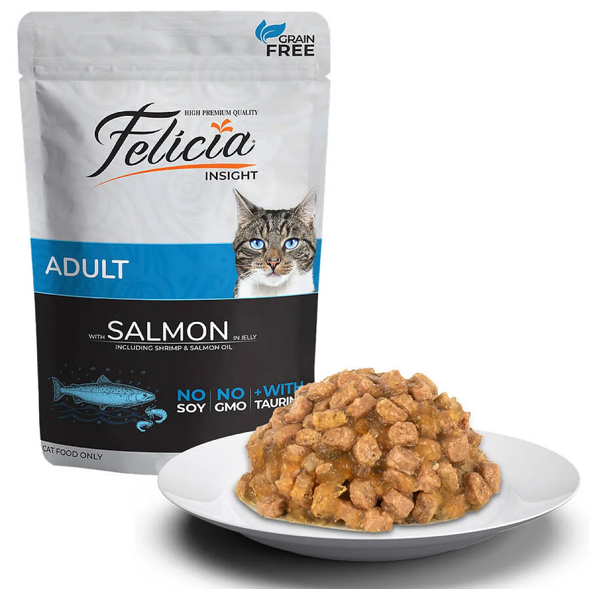 Felicia Tahılsız Somonlu Yetişkin Kedi Pouch Yaş Mama 85 g