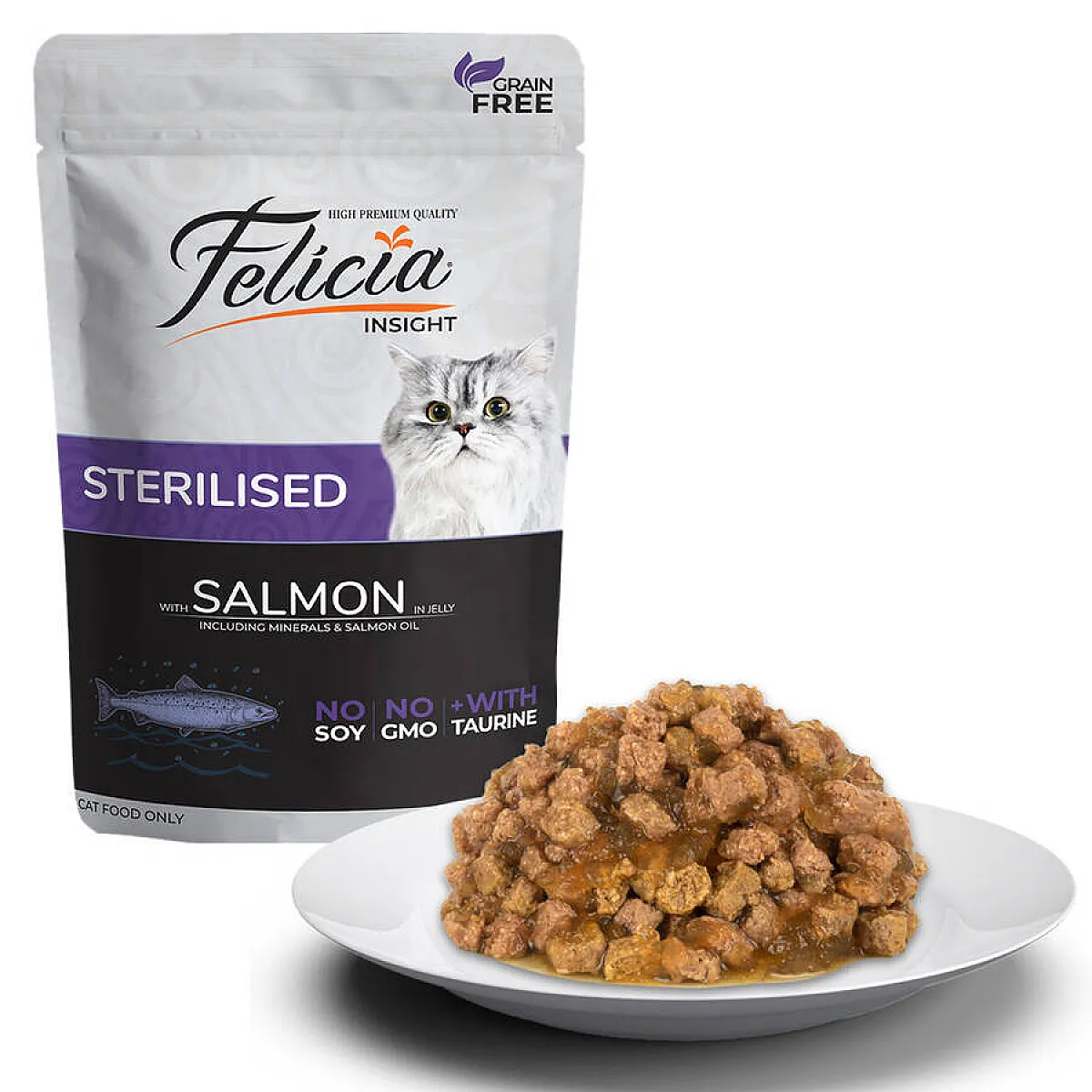 Felicia Tahılsız Somonlu Kısırlaştırılmış Kedi Pouch Yaş Mama 85 g