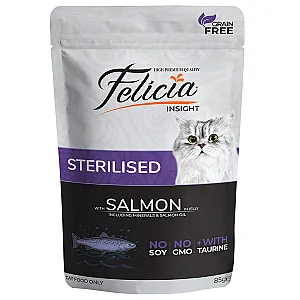 Felicia Tahılsız Somonlu Kısırlaştırılmış Kedi Pouch Yaş Mama 85 g - 2