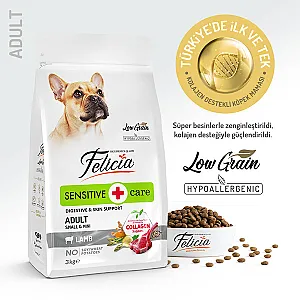 Felicia Hipoalerjenik Kuzulu Düşük Tahıllı Küçük Irk Yetişkin Köpek Maması 3 kg - 1