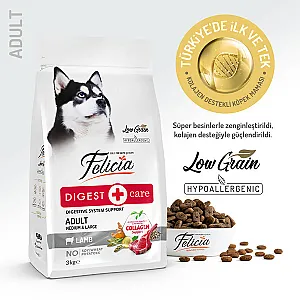 Felicia Hipoalerjenik Kuzulu Düşük Tahıllı Orta ve Büyük Irk Yetişkin Köpek Maması 3 kg - 1