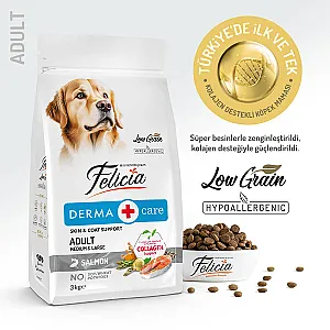 Felicia Hipoalerjenik Somonlu Düşük Tahıllı Orta ve Büyük Irk Yetişkin Köpek Maması 3 kg - 1