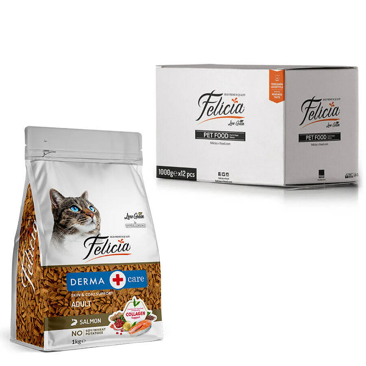 Felicia Hipoalerjenik Somonlu Düşük Tahıllı Yetişkin Kedi Maması 1 kg
