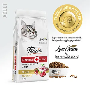 Felicia Hipoalerjenik Kuzulu Düşük Tahıllı Yetişkin Kedi Maması 12 kg - 1