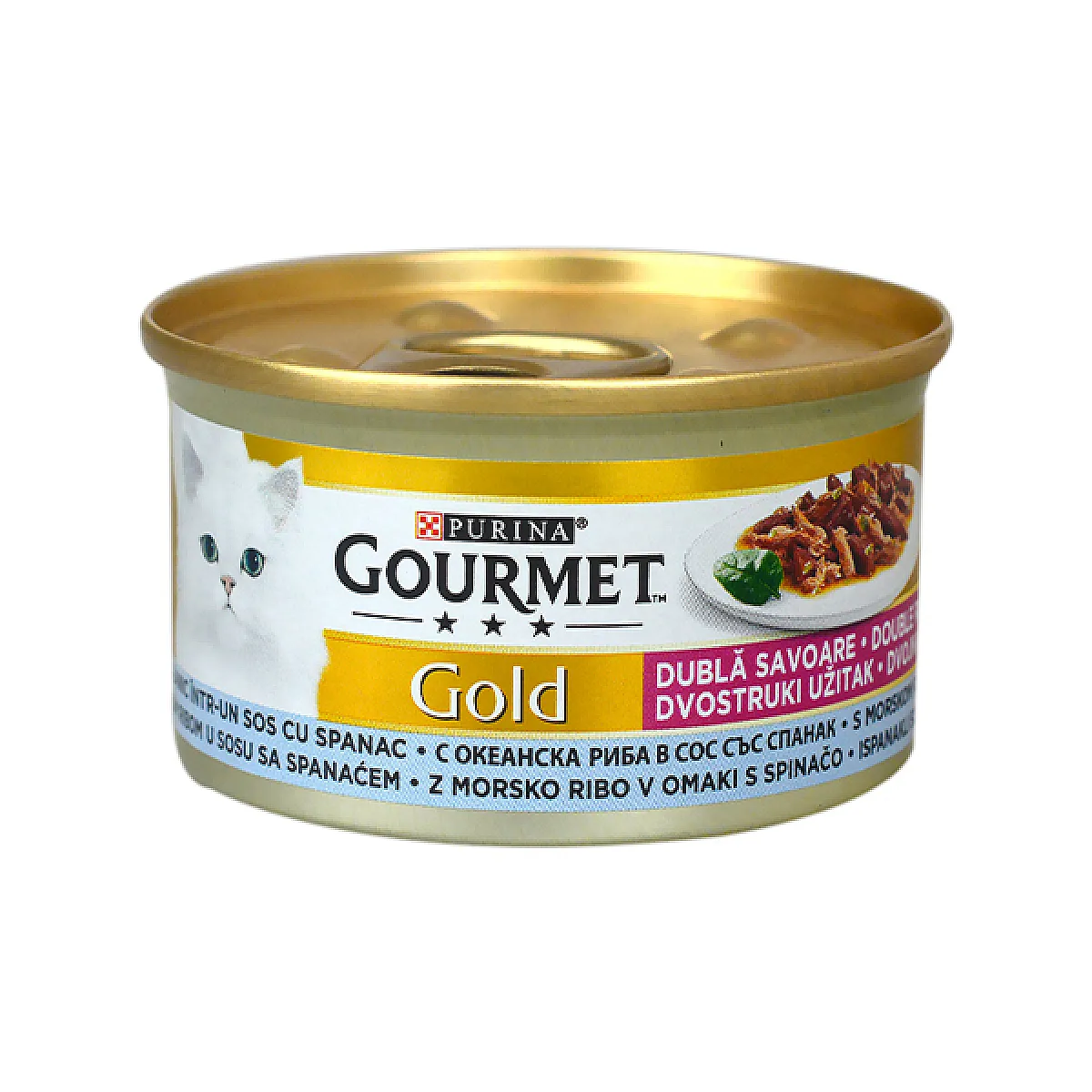 Gourmet Gold Sos İçinde Okyanus Balığı ve Ispanaklı Kedi Konservesi 85 g