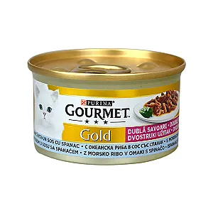 Gourmet Gold Sos İçinde Okyanus Balığı ve Ispanaklı Kedi Konservesi 85 g - 1
