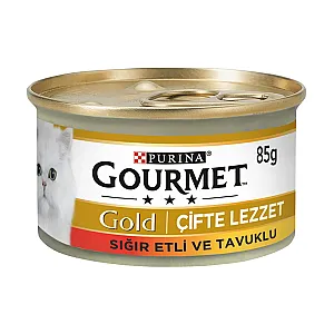 Gourmet Gold Sığır Etli ve Tavuklu Yetişkin Kedi Konservesi 85 g - 1