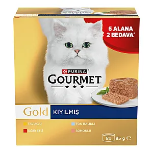 Gourmet Gold Kıyılmış Karışık Çeşitli Yetişkin Kedi Konservesi 8x85 g (8 AL 6 ÖDE) - 1