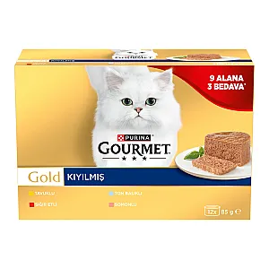 Gourmet Gold Kıyılmış Karışık Çeşitli Yetişkin Kedi Konservesi 12x85 g (12 AL 9 ÖDE) - 1