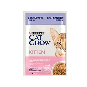 Purina Cat Chow Pouch Sos İçinde Kuzu Etli ve Kabaklı Yavru Kedi Konservesi 85 g - 3
