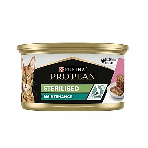 Pro Plan Sterilised Somonlu ve Ton Balıklı Kısırlaştırılmış Kedi Konservesi 4x85 g (4 Al 3 Öde) - 1