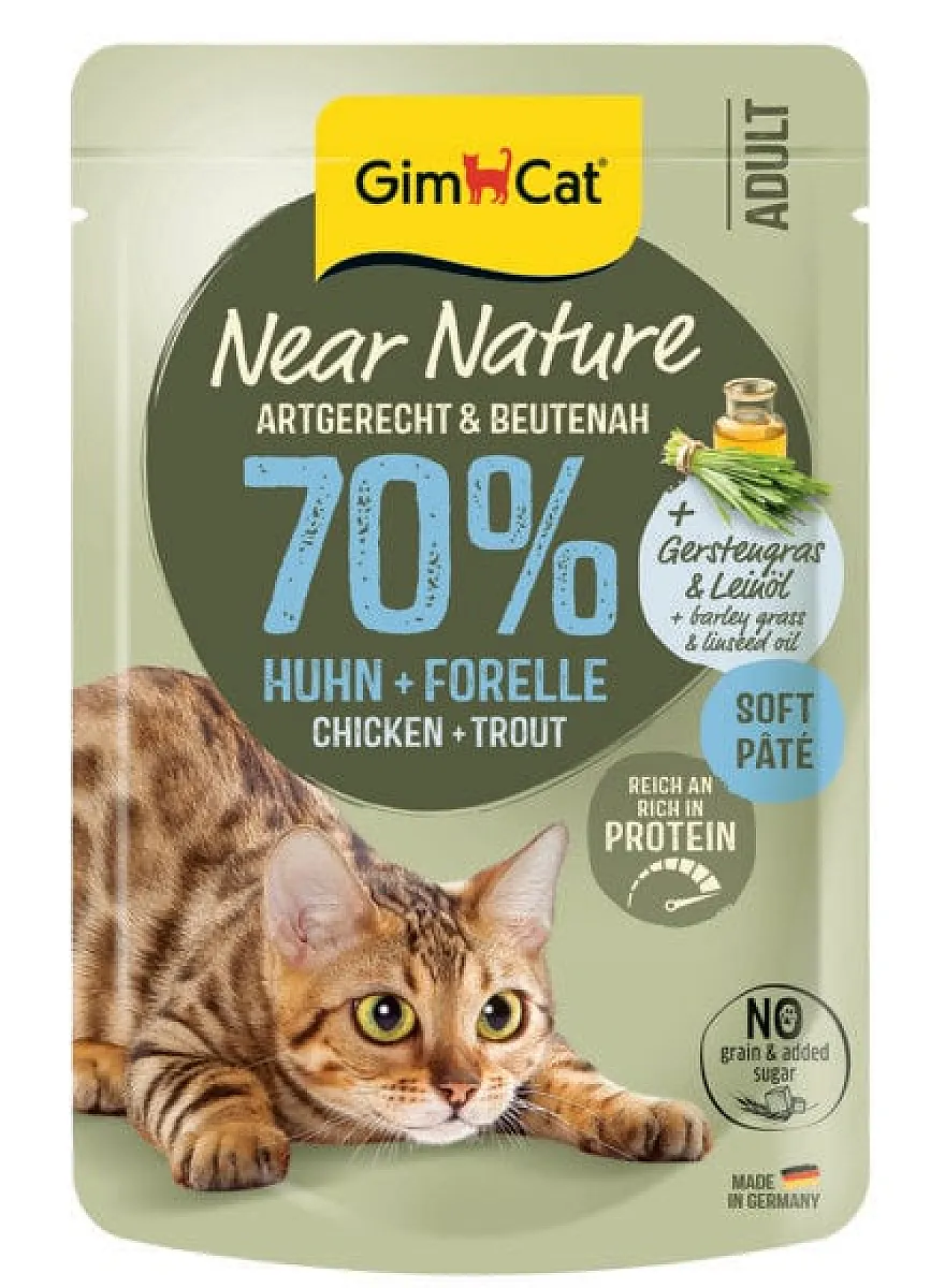 GimCat Near Nature Tavuk ve Alabalık Etli Tahılsız Yaş Kedi Maması 85 g