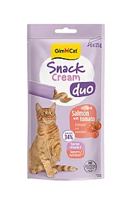 GimCat Snack Cream Duo Somonlu ve Domatesli Krema Kedi Ödül Maması 15 g (6'lı) - 1