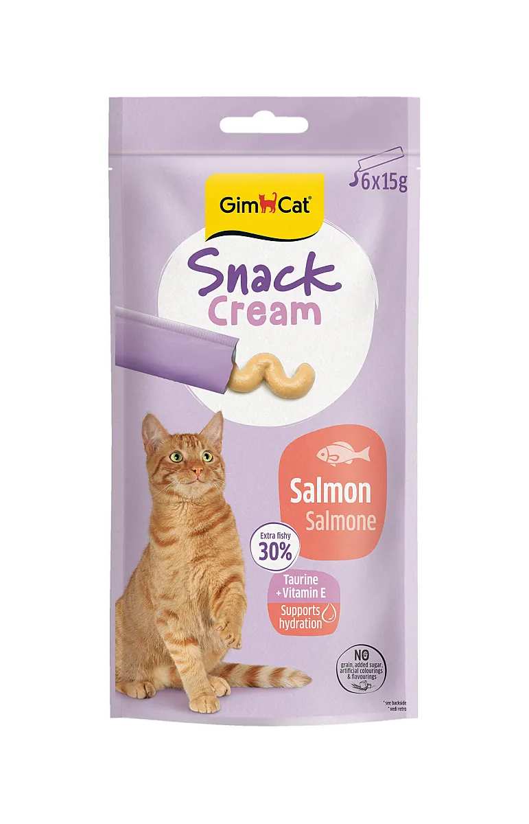 GimCat Snack Cream Somonlu Krema Kedi Ödül Maması 15 g (6'lı)