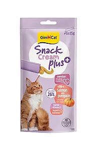 GimCat Snack Cream Senior Somonlu ve Bal Kabaklı Krema Kedi Ödül Maması 15 g (6'lı) - 1