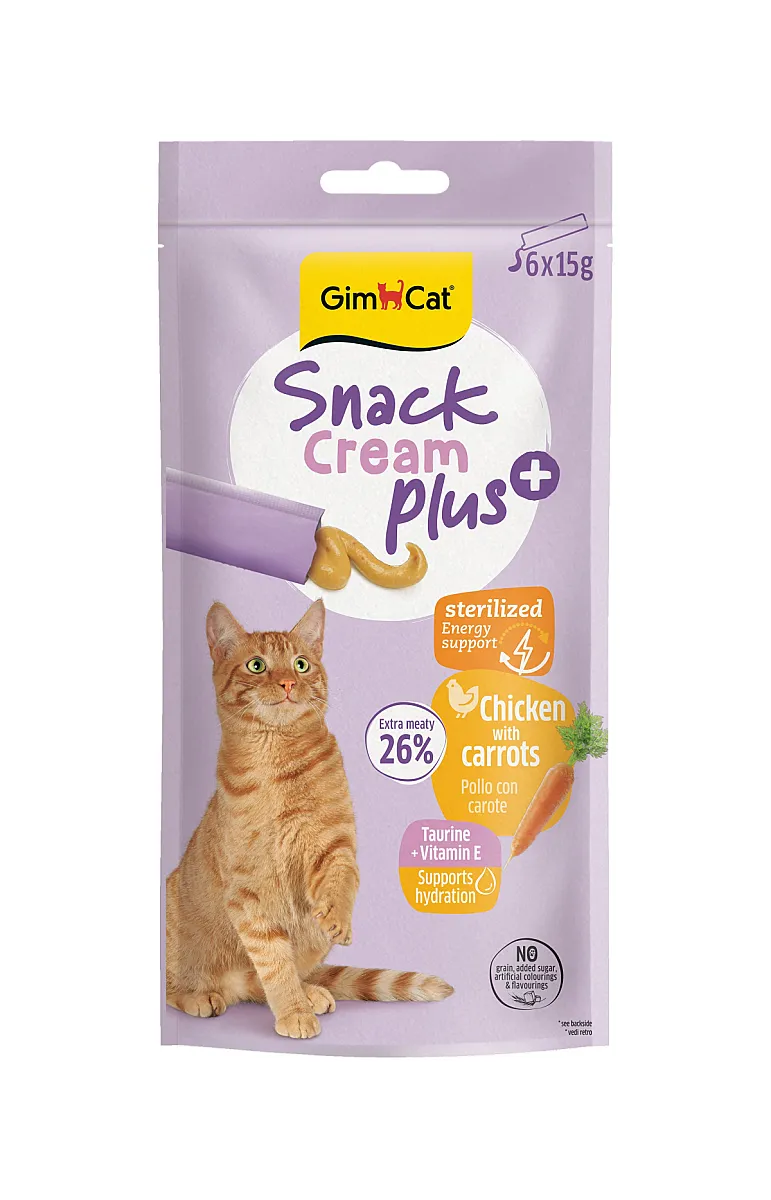 GimCat Snack Cream Sterilised Tavuklu ve Havuçlu Krema Kedi Ödül Maması 15 g (6'lı)