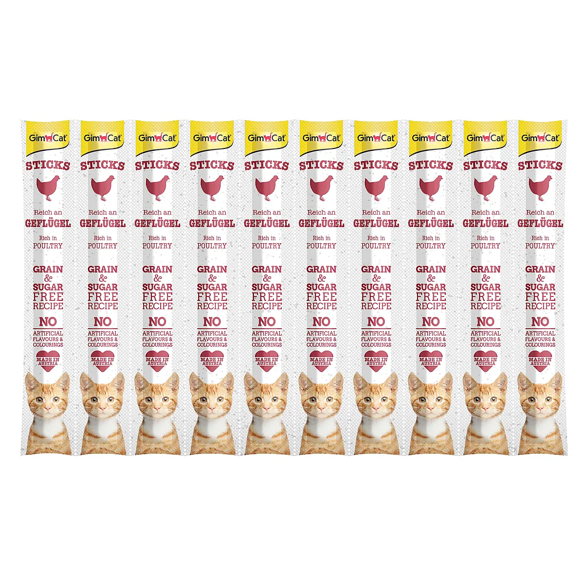 GimCat Sticks Kümes Hayvanı Etli Kedi Ödül Çubuğu 50 g (10 Adet)